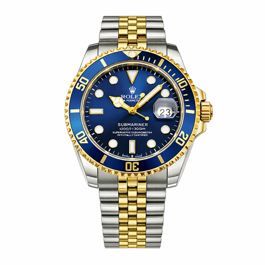 Stainless Steel Dive Watch – Blue Bezel & Black Dial