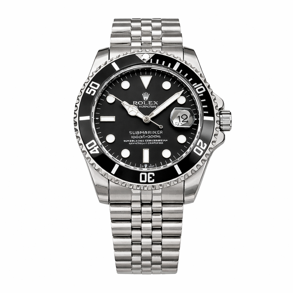 Luxury Automatic Black Diver Watch – Stainless Steel Edition