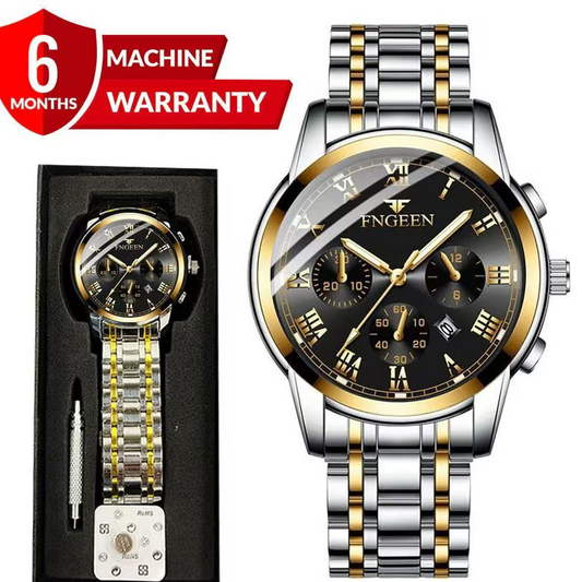 FNGEEN Luxury Chronograph Watch – Two-Tone Gold & Silver