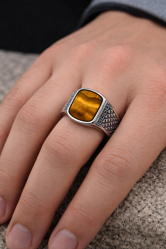 Golden Tiger Eye Luxury Men’s Signet Ring