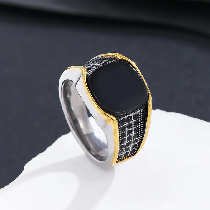 Golden/silver Edge Black Ring