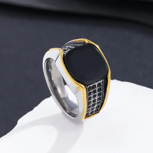 Golden/silver Edge Black Ring