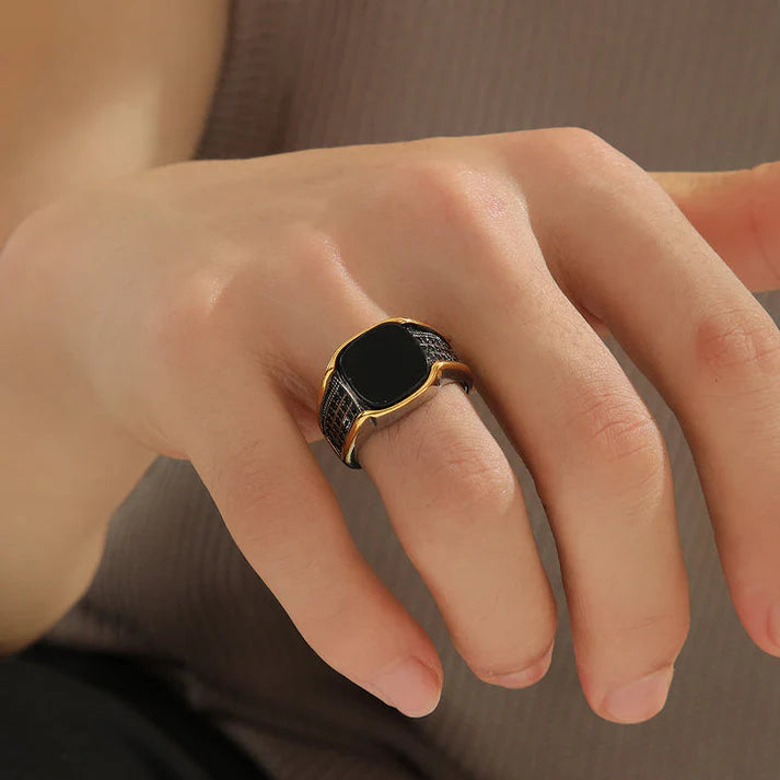 Golden/silver Edge Black Ring
