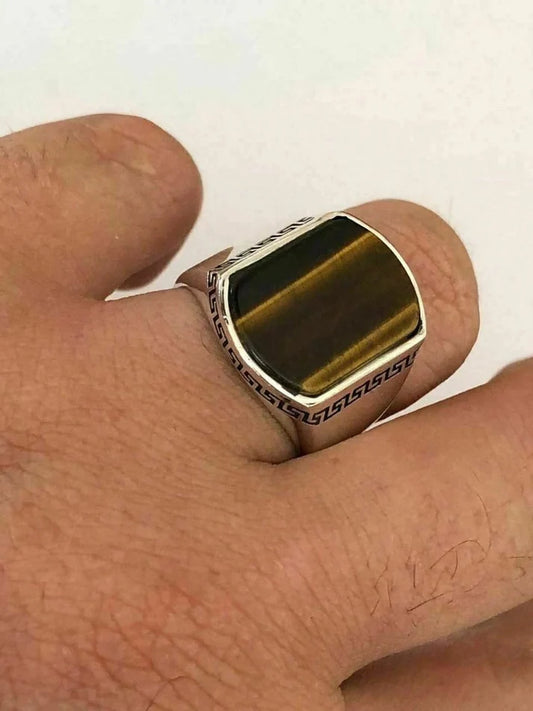 Golden Tiger Eye Luxury Men’s Signet Ring