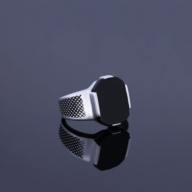 Vintage Sterling Silver Black Gemstone