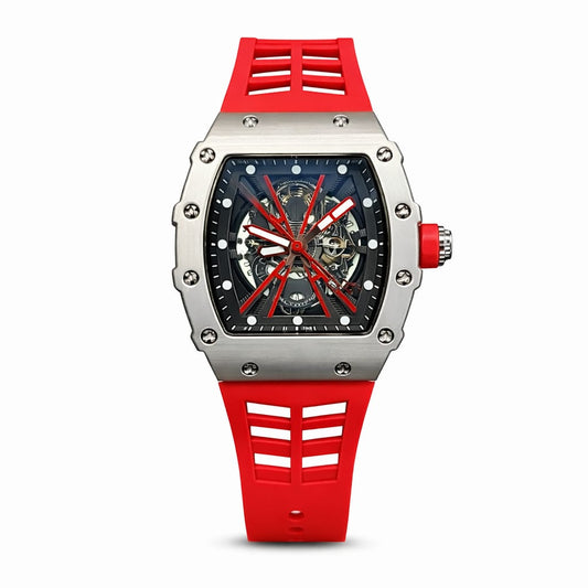 Men’s Sport Luxury Skeleton Watch – Red Edition