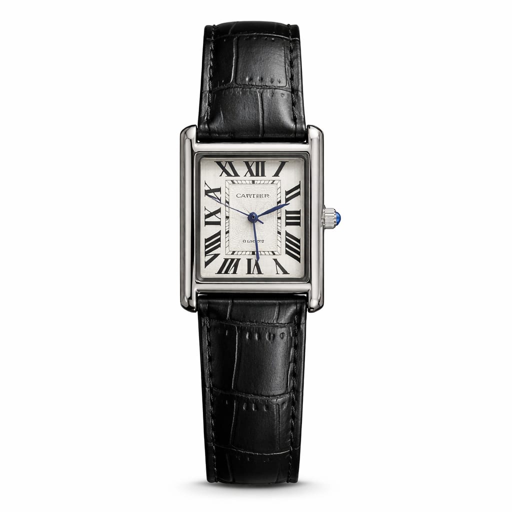 Luxury Rectangular Dress Watch – Black Leather Strap