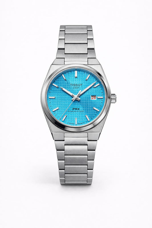 Luxury Ice Blue Textured Dial Stainless Steel Watch – Modern Automatic Style