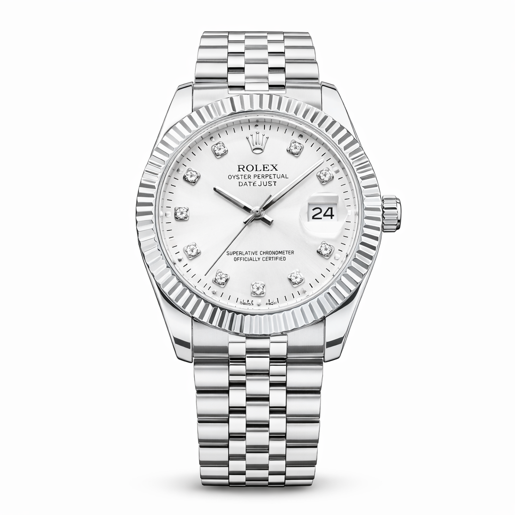 Silver Luxury Day-Date Watch – White Dial
