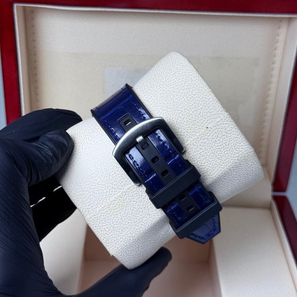 Luxury Diamond-Style Square Dial Men’s Watch – Blue Edition