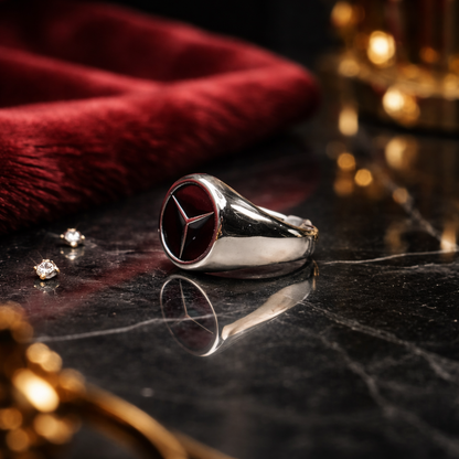 Luxury Silver Star Emblem Ring – Premium Stainless Steel Statement Band