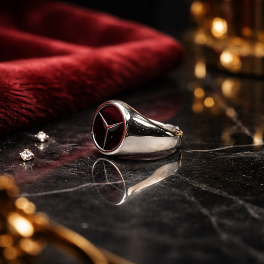 Luxury Silver Star Emblem Ring – Premium Stainless Steel Statement Band