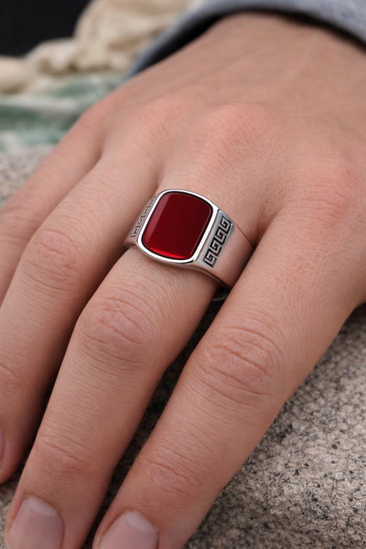 Crimson Stone Luxury Men’s Signet Ring