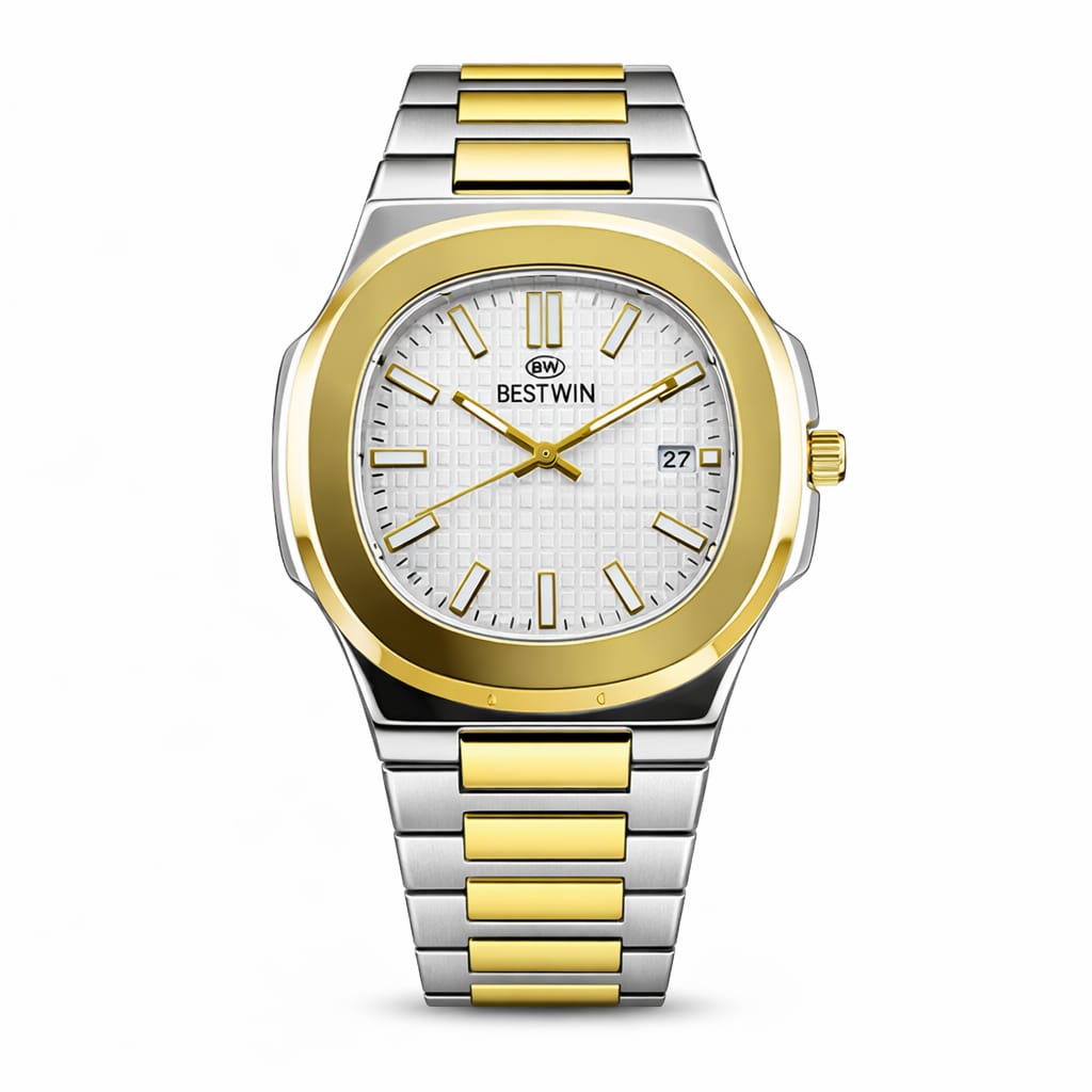 BEST WIN Luxury Two-Tone Stainless Steel Quartz Watch for Men