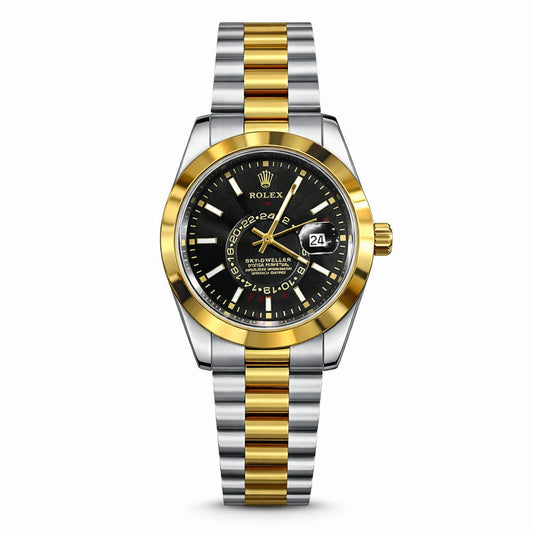 Luxury Two-Tone Stainless Steel Watch – Black Dial