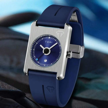 TOMI Minimalist Square Dial Watch – Blue Edition