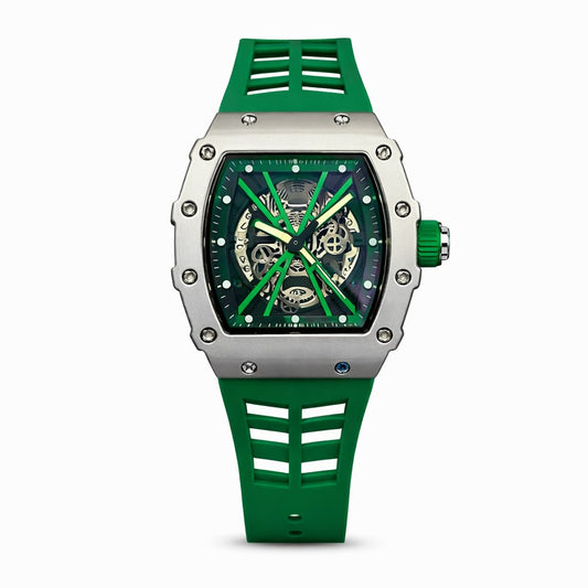 Men’s Sport Luxury Skeleton Watch – Green Edition
Premium Skeleton Dial