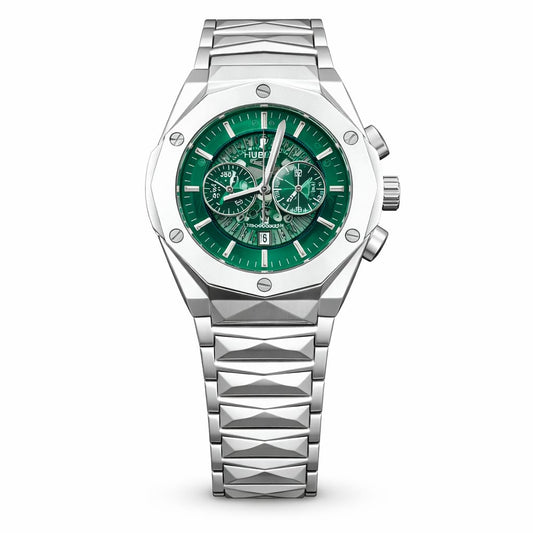 Luxury Green Chronograph Stainless Steel Watch – Bold Sports Edition