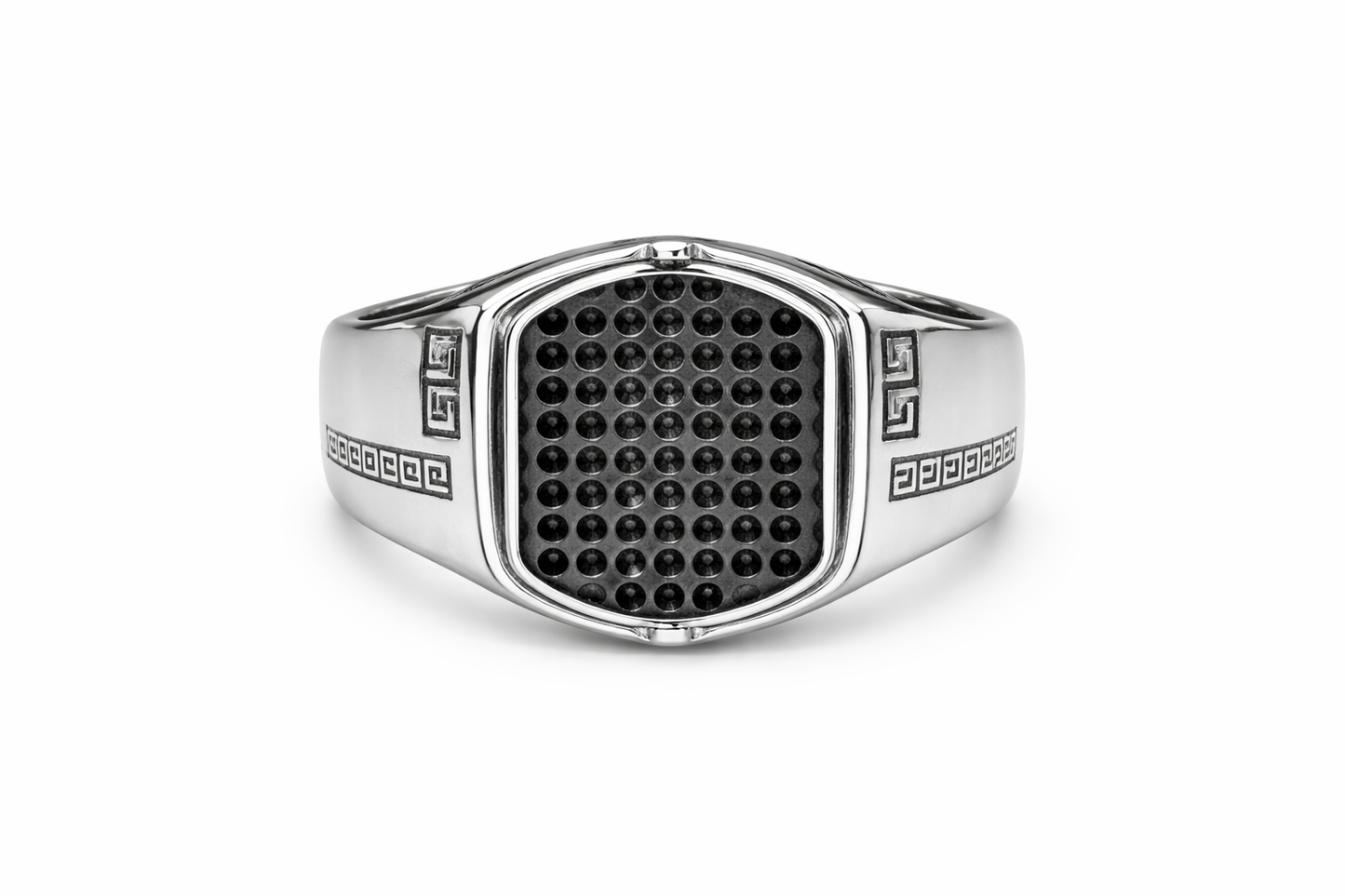 Luxury Black Honeycomb Signet Ring for Men