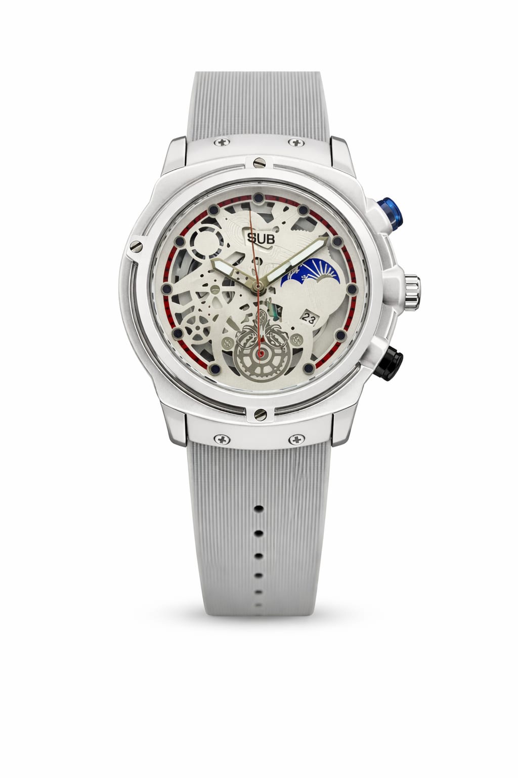 Luxury Skeleton Moonphase Men’s Watch – Stainless Steel Sports Edition