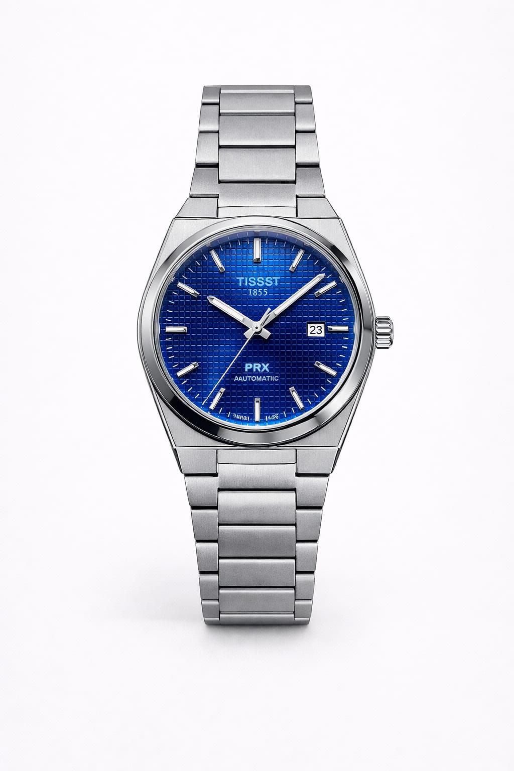 Luxury Blue Textured Dial Stainless Steel Watch – Automatic Style Edition