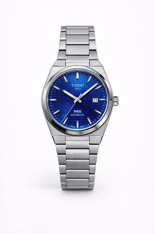 Luxury Blue Textured Dial Stainless Steel Watch – Automatic Style Edition