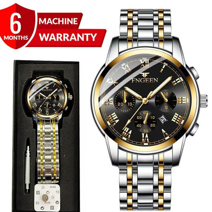 FNGEEN Luxury Chronograph Watch – Two-Tone Gold & Silver