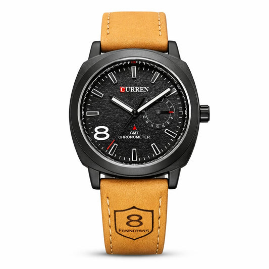 Curren Luxury Quartz Watch – Black Dial with Leather Strap