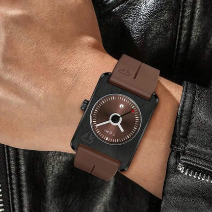 TOMI Minimalist Square Dial Watch – Brown Edition