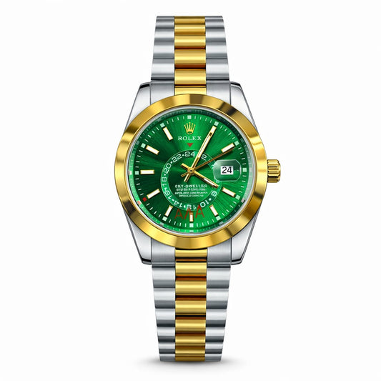 Luxury Two-Tone Stainless Steel Watch – Green Dial