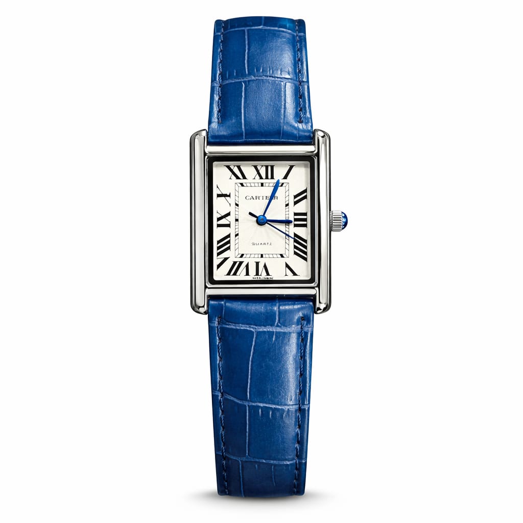 Luxury Rectangular Dress Watch – Blue Leather Strap
