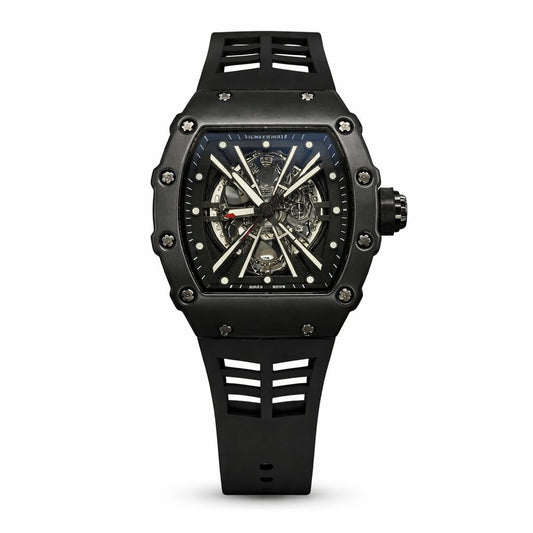 Luxury Black Skeleton Mechanical Watch for Men