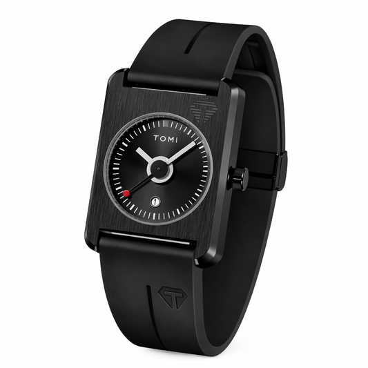 TOMI Minimalist Square Quartz Watch – Black Edition