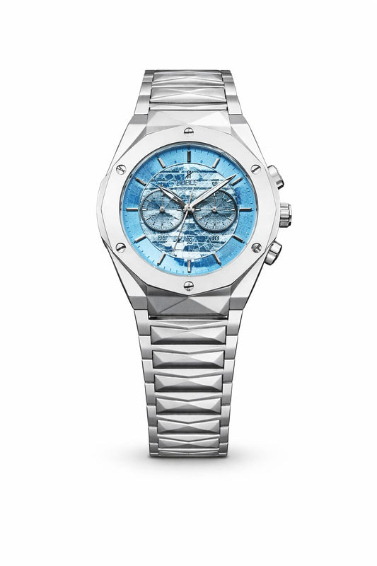 Luxury Ice Blue Chronograph Stainless Steel Watch – Premium Sports Design