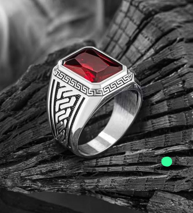Imperial Red Gemstone Silver Ring for Men