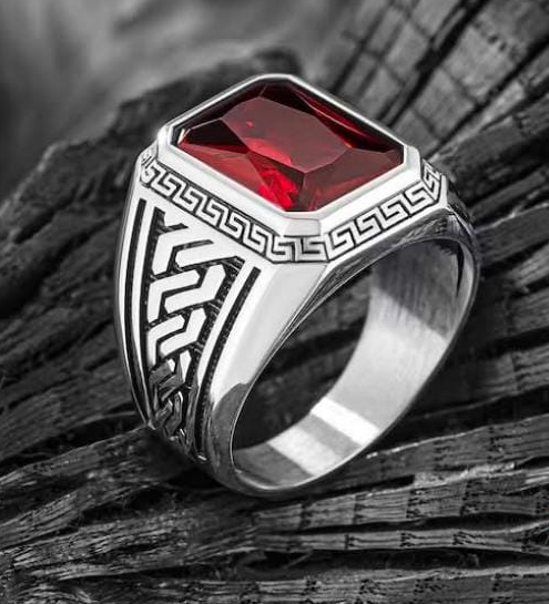 Imperial Red Gemstone Silver Ring for Men