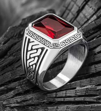 Imperial Red Gemstone Silver Ring for Men