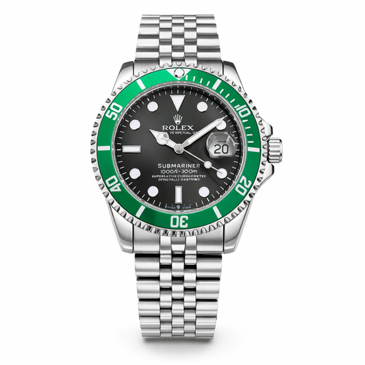 Rolex Luxury Sports Watch – Green Bezel Stainless Steel Edition