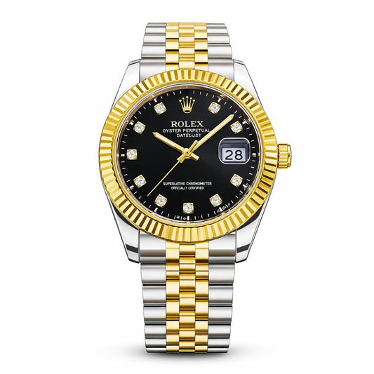 Luxury Two-Tone Gold & Silver Date Watch – Classic Diamond-Style Dial